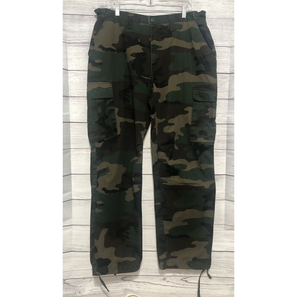 Men's Regal Wear Green Camouflage Camo Belt Cargo Pants 36X31 See Description
